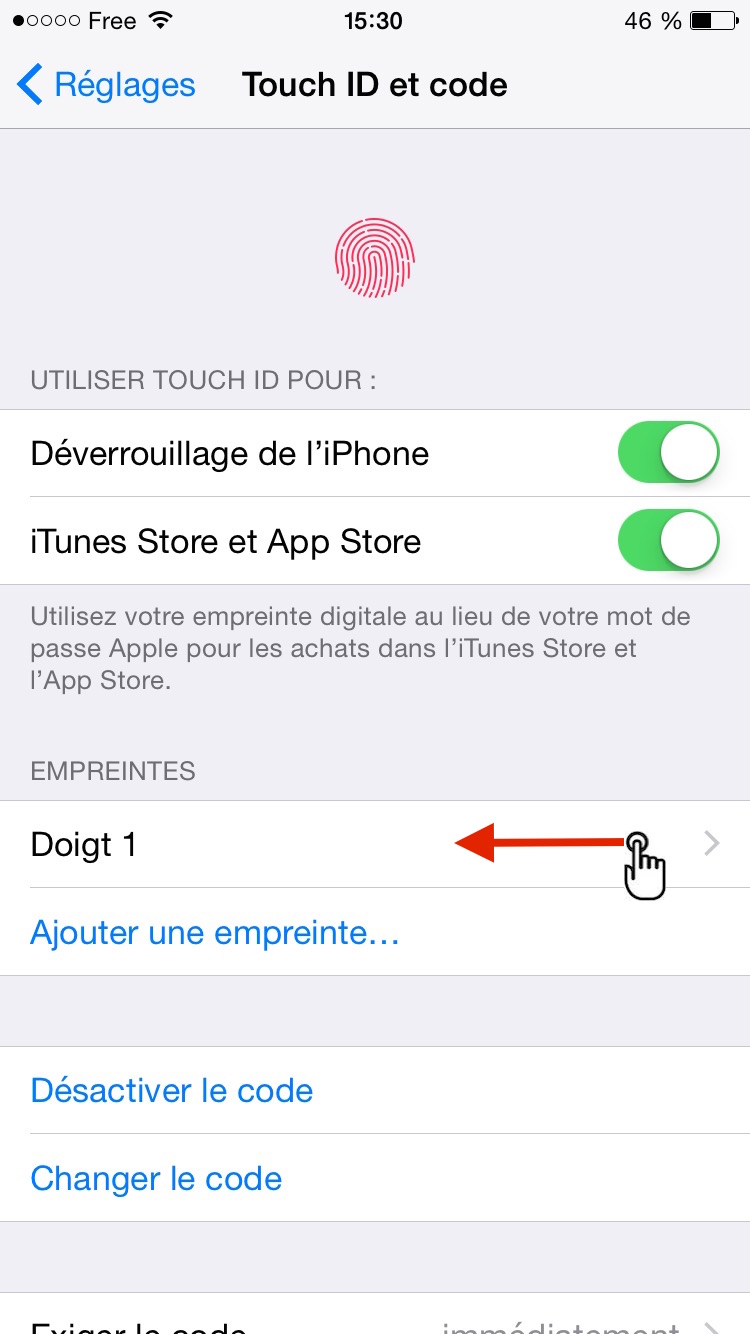Comment supprimer une empreinte touch-id sous iOS9