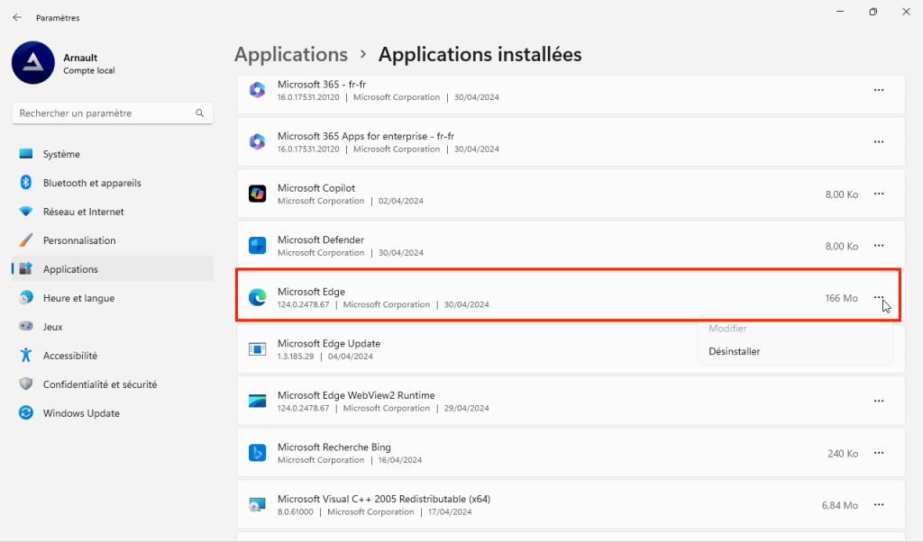 Windows 11 + désinstallation Microsoft Edge 2